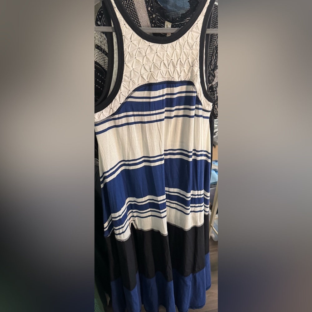 NWOT Free People FP Movement Back Spin Tank / maxi dress midnight blue combo - M - Picture 6 of 8